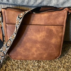 Bostanten crossbody faux leather travel bag with strap